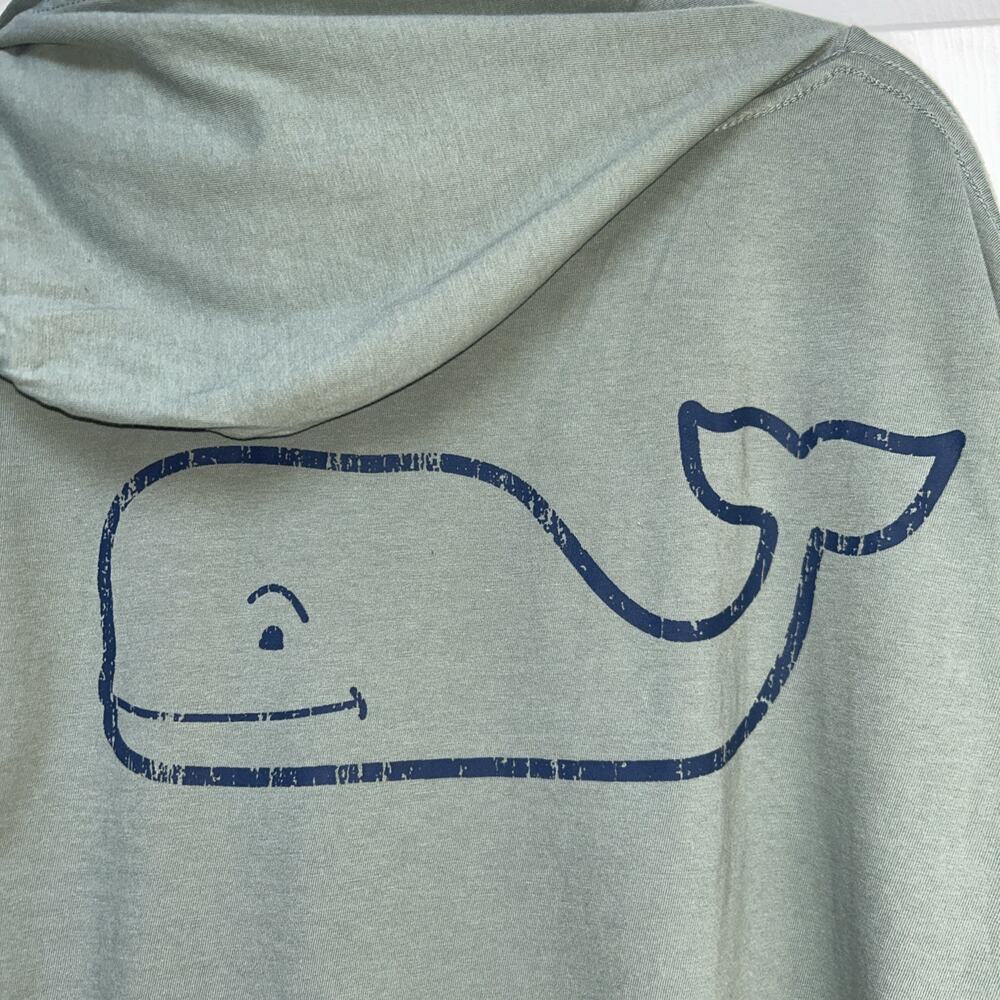 Vineyard Vines Hooded Pocket T Shirt hacky sack S Green Khaki Whale Coastal Prep